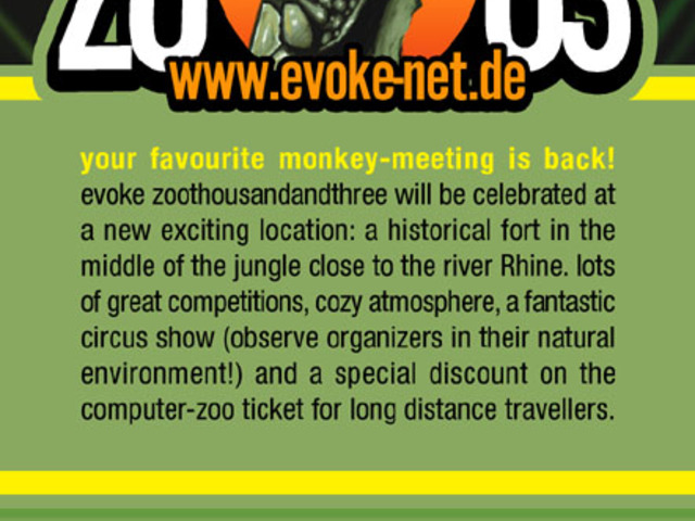 Flyer for Evoke Z003: Back
