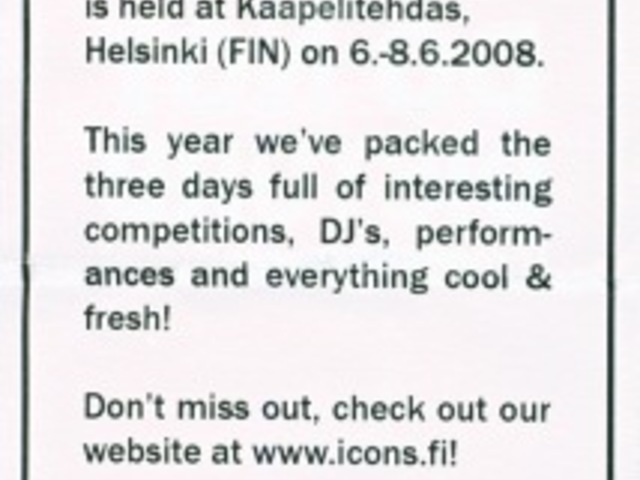 Flyer for Icons 2008: icons 2008 backside
